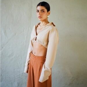 Zara Crop Shirt Natural Back Cut Out